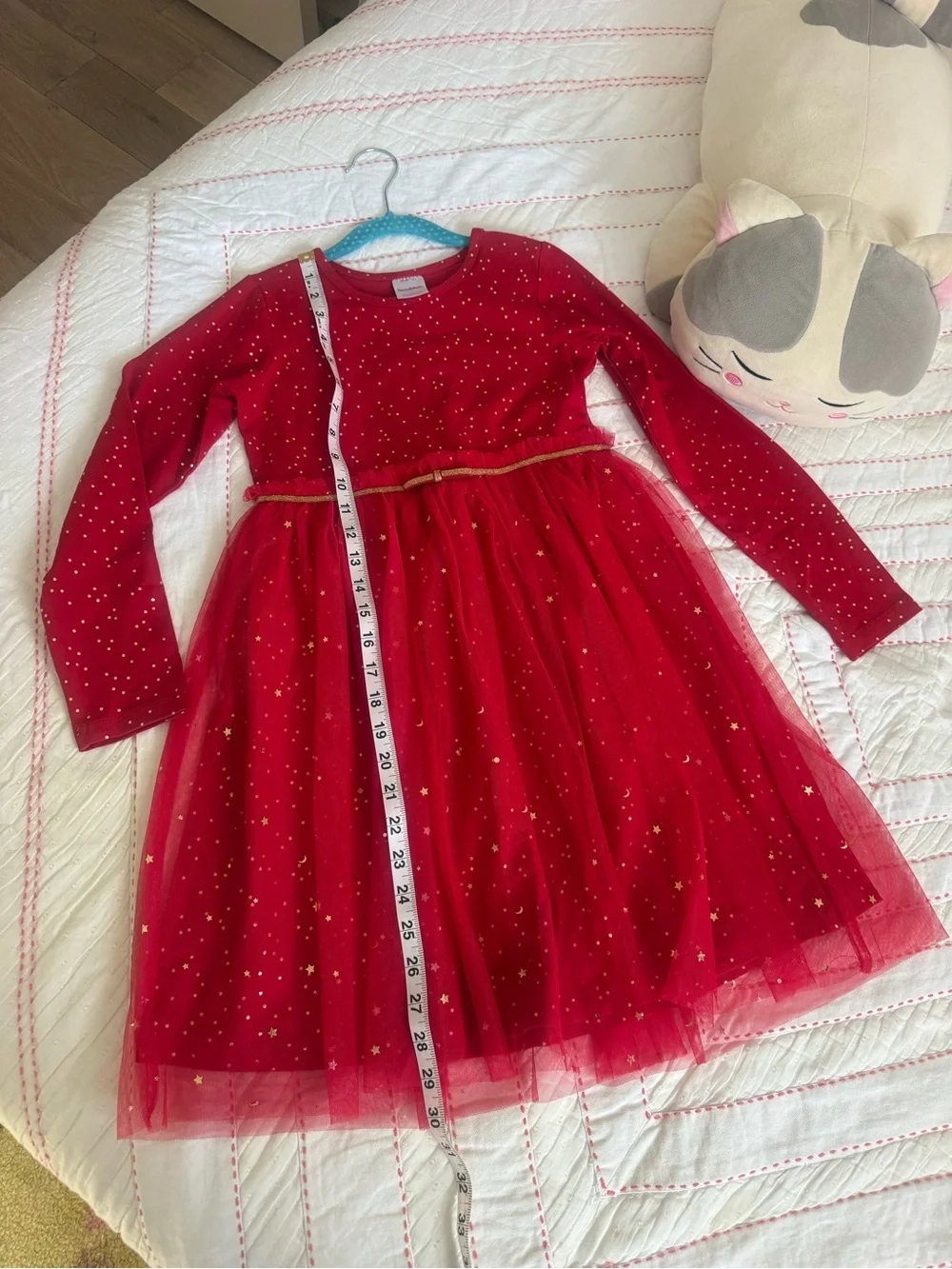Hanna Andersson Red Gold Star Tulle Holiday Dress Size 130 / 8-10